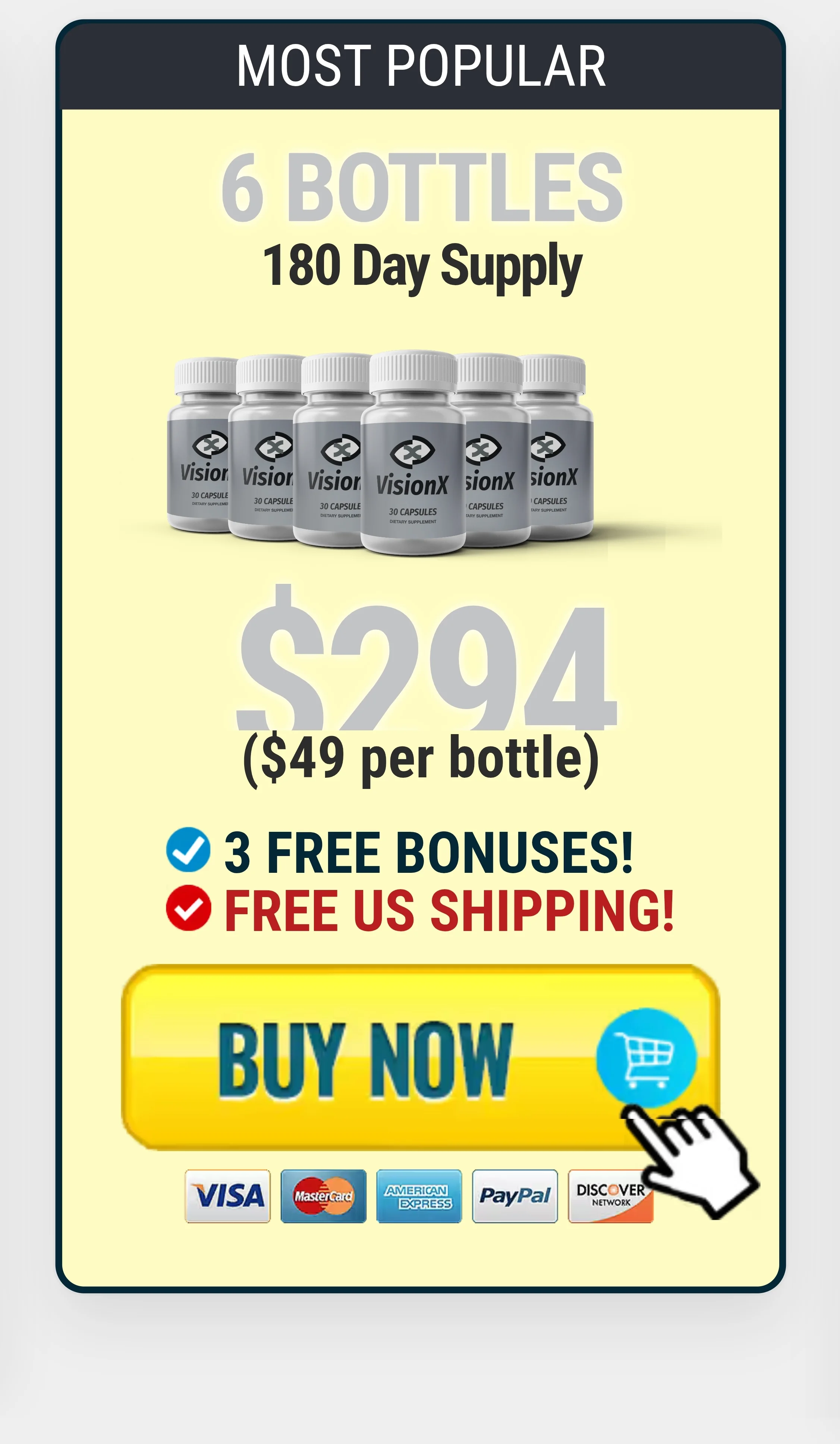 VisionX™ 6 bottles pricing